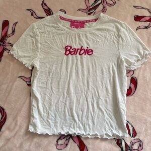 Barbie forever 21 white lettuce trim top S